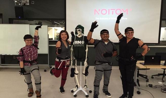 Members of the Smithsonian Latino Center perform with a motion capture system by Noitom. 